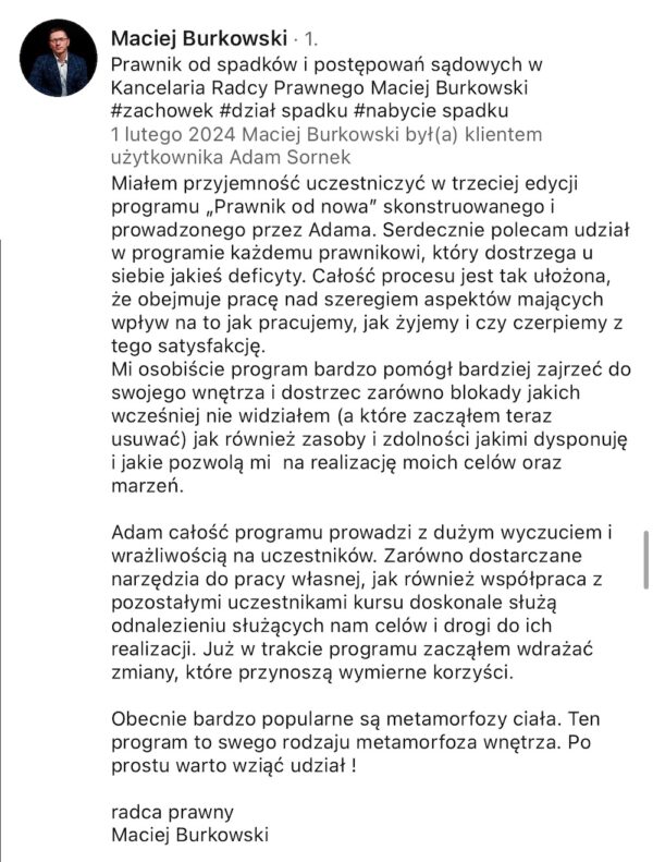 Prawnik od nowa - integracja (kurs online + integracja 25.4.26 w Warszawie) - obrazek 32