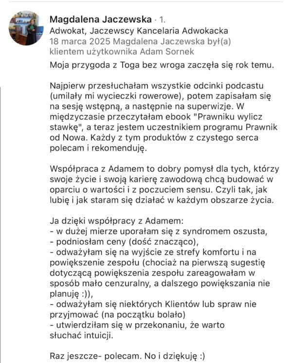 Prawnik od nowa - integracja (kurs online + integracja 25.4.26 w Warszawie) - obrazek 20
