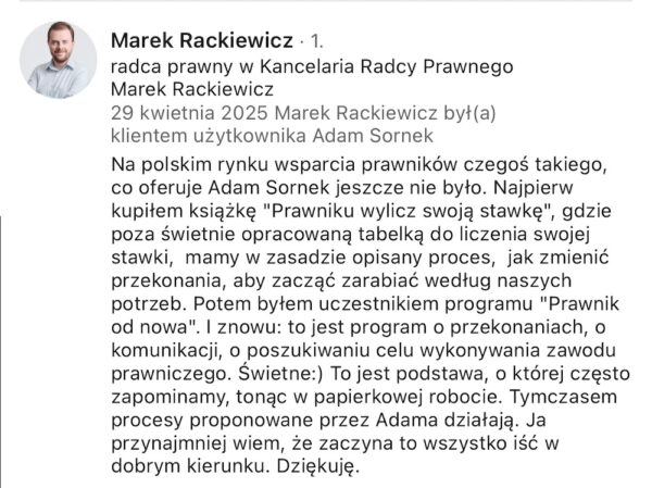 Prawnik od nowa - integracja (kurs online + integracja 25.4.26 w Warszawie) - obrazek 30