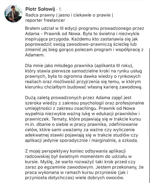 Prawnik od nowa - integracja (kurs online + integracja 25.4.26 w Warszawie) - obrazek 21
